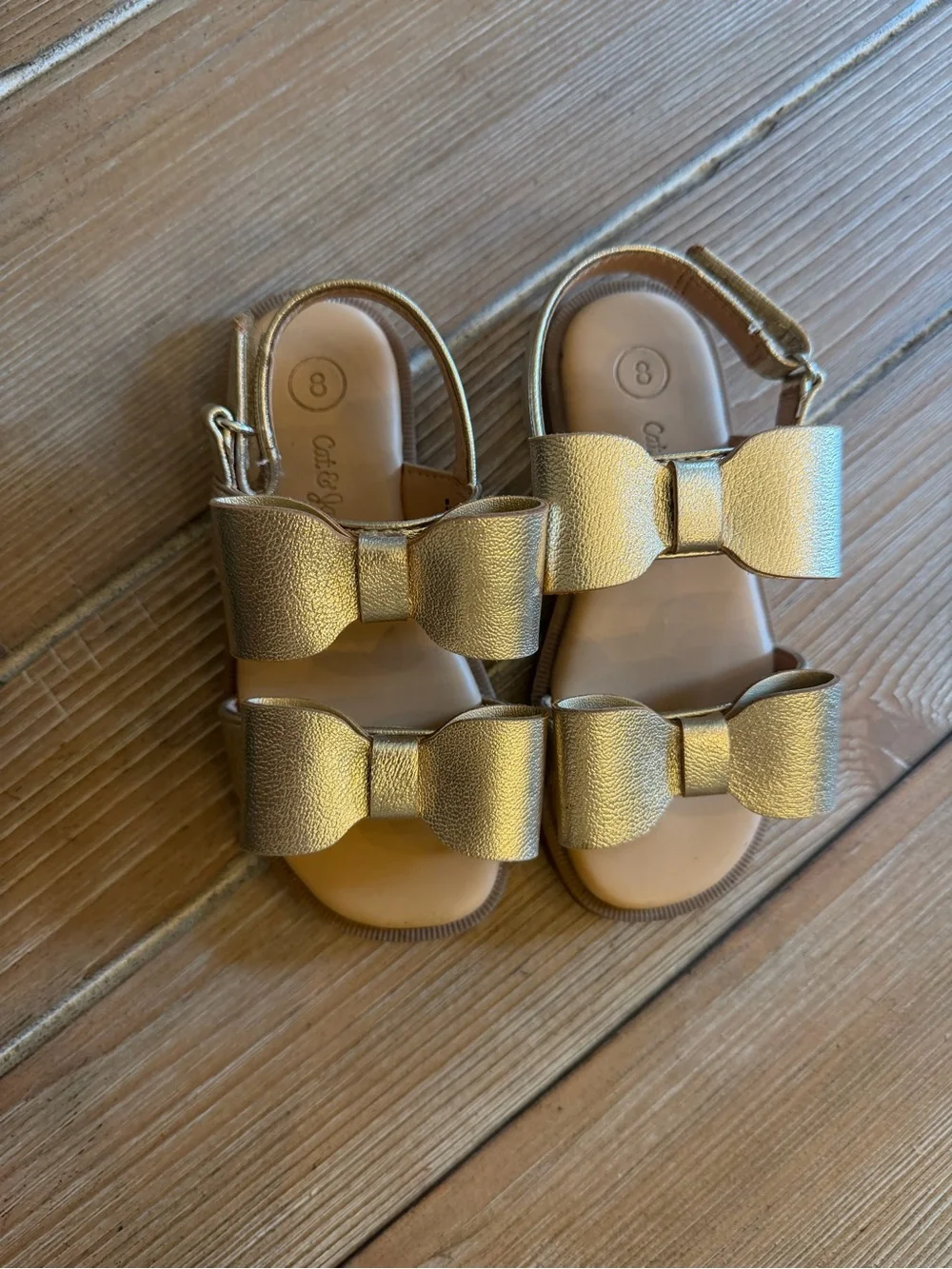 Cat & Jack Metallic Gold Bow Slingback Sandals